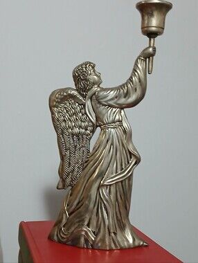 Vintage Angel Candle Holder Silver Plated Sculpture